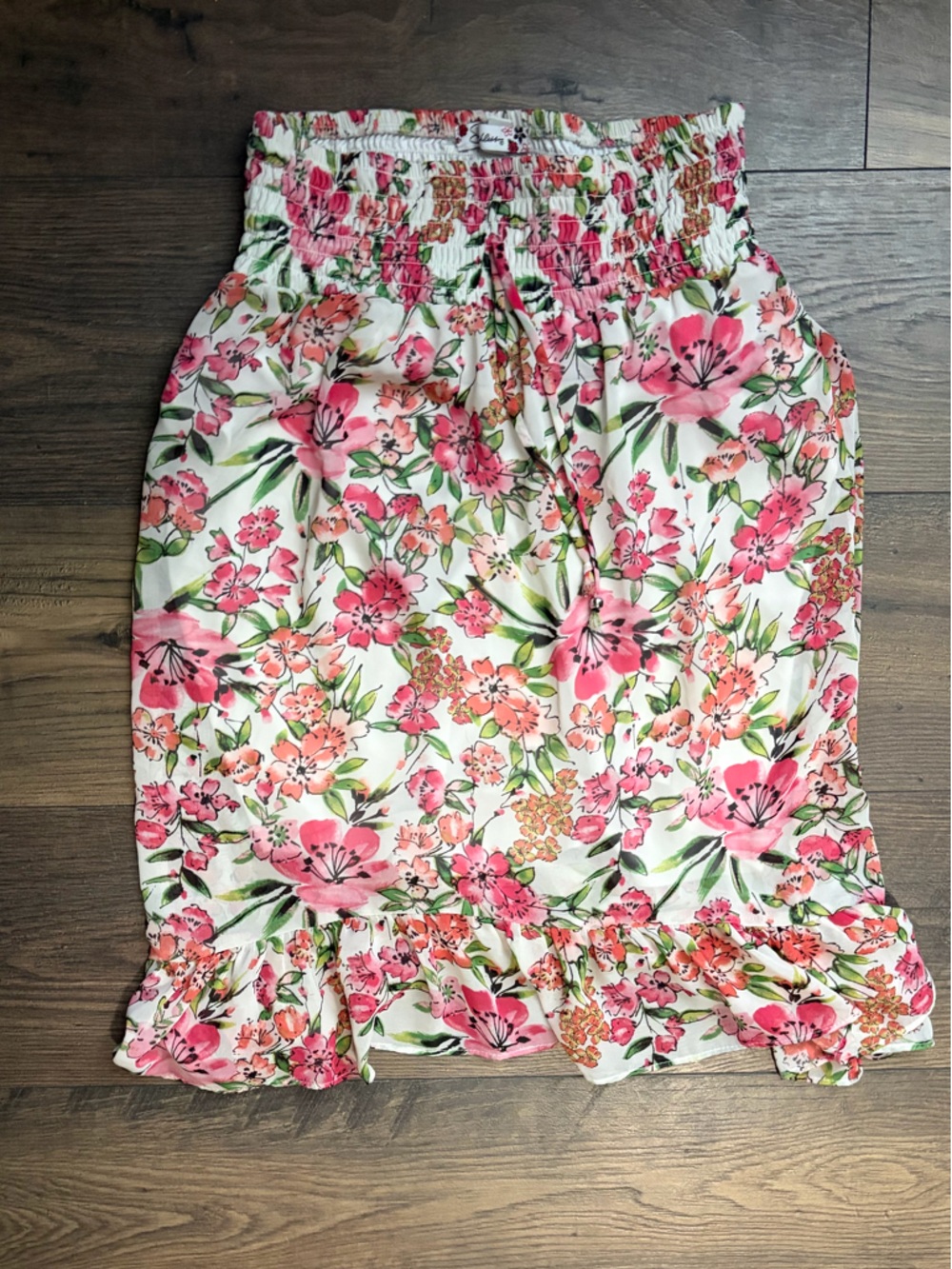 Speechless Pink & Green Floral Smocked Tube Top